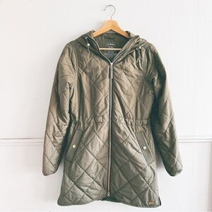 L.L. Bean Olive Green Quilted Puffer Jacket
